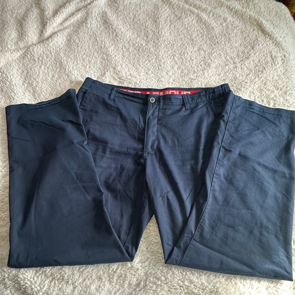 Under Armour Men's Chino Golf Pants Navy Blue Flat Front Stretch 40x32 Performan